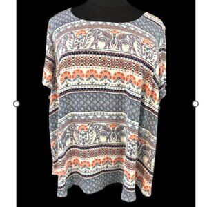 SOLD - Torrid Abbey Georgette Button Back Blouse Elephant Print Size Size 4 NWOT